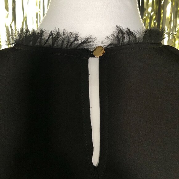 Black Sleeveless Polka Dot Sheer Mesh Yoke Top Forever 21 Size Medium Elegant - Picture 8 of 12